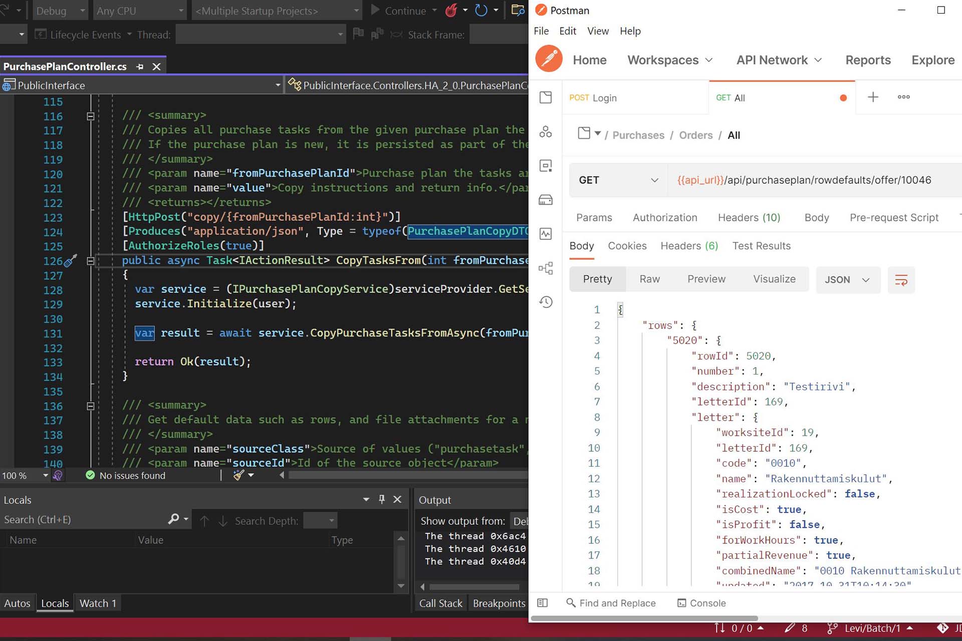 User interfaces of Postman and Visual Studio Code